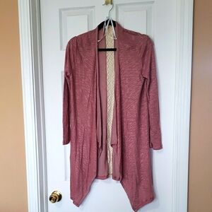 Crescent Women's Pink Open Front Kimono Cardigan - Sz S #147